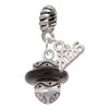 Silver Plated Black Center Spinner - Silver Plated Twist Rope Bead Charm Dangle with Mini Year 2026: Year to Remember Jewelry Gift - Celebrations