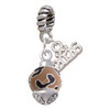 Silver Plated Wide Cheetah Print Band Spinner - Silver Plated Twist Rope Bead Charm Dangle with Mini Year 2026: Year to Remember Jewelry Gift - Celebrations