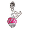 Silver Plated Hot Pink Giraffe Print Spinner - Silver Plated Twist Rope Bead Charm Dangle with Mini Year 2026: Year to Remember Jewelry Gift - Celebrations