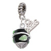 Silver Plated Lime Leaves on Black Band Spinner - Silver Plated Twist Rope Bead Charm Dangle with Mini Year 2026: Year to Remember Jewelry Gift - Celebrations