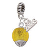 12mm Glass Yellow Roller Spinner - Silver Plated Twist Rope Bead Charm Dangle with Mini Year 2026: Year to Remember Jewelry Gift - Celebrations
