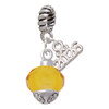 12mm Faceted Yellow Glass Spinner - Silver Plated Twist Rope Bead Charm Dangle with Mini Year 2026: Year to Remember Jewelry Gift - Celebrations