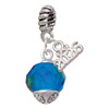12mm Faceted Teal Glass Spinner - Silver Plated Twist Rope Bead Charm Dangle with Mini Year 2026: Year to Remember Jewelry Gift - Celebrations