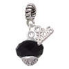 Silver Plated Black Faceted Glass Spinner - Silver Plated Twist Rope Bead Charm Dangle with Mini Year 2026: Year to Remember Jewelry Gift - Celebrations