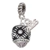 Silver Plated Diagonal Banded Barrel with Clear Crystals Spinner - Silver Plated Twist Rope Bead Charm Dangle with Mini Year 2026: Year to Remember Jewelry Gift - Celebrations