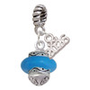 Silver Plated Hot Blue Center Spinner - Silver Plated Twist Rope Bead Charm Dangle with Mini Year 2026: Year to Remember Jewelry Gift - Celebrations