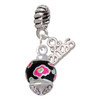 Silver Plated Wide Hot Pink Cheetah Print Band Spinner - Silver Plated Twist Rope Bead Charm Dangle with Mini Year 2026: Year to Remember Jewelry Gift - Celebrations