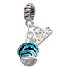 Silver Plated Wide Hot Blue Zebra Print Band Spinner - Silver Plated Twist Rope Bead Charm Dangle with Mini Year 2026: Year to Remember Jewelry Gift - Celebrations