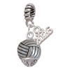 Silver Plated Volleyball Spinner - Silver Plated Twist Rope Bead Charm Dangle with Mini Year 2026: Year to Remember Jewelry Gift - Celebrations