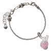 Silver Plated Pink Crystal Sparkle Spinner - Silver Plated Twist Rope Bead Charm Dangle with Mini Year 2026 on a large hole bead bracelet Jewelry Ideas and Examples