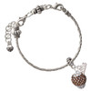 Silver Plated Brown Crystal Sparkle Spinner - Silver Plated Twist Rope Bead Charm Dangle with Mini Year 2026 on a large hole bead bracelet Jewelry Ideas and Examples