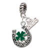 Silver Plated Good Luck Horseshoe with Green Four Leaf Clover - Silver Plated Twist Rope Bead Charm Dangle with Mini Year 2026: Year to Remember Jewelry Gift - Celebrations