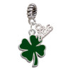 Silver Plated Two Sided Green Enamel Lucky Four Leaf Clover - Silver Plated Twist Rope Bead Charm Dangle with Mini Year 2026: Year to Remember Jewelry Gift - Celebrations