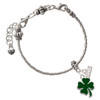 Silver Plated Two Sided Green Enamel Lucky Four Leaf Clover - Silver Plated Twist Rope Bead Charm Dangle with Mini Year 2026 on a large hole bead bracelet Jewelry Ideas and Examples