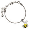 Silver Plated Large Enamel Bumble Bee - Silver Plated Twist Rope Bead Charm Dangle with Mini Year 2026 on a large hole bead bracelet Jewelry Ideas and Examples