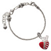 Silver Plated Striped Red Enamel Heart with Beaded Decoration - Silver Plated Twist Rope Bead Charm Dangle with Mini Year 2026 on a large hole bead bracelet Jewelry Ideas and Examples