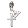 Silver Plated Simple Plain Small Cross - Silver Plated Twist Rope Bead Charm Dangle with Mini Year 2026: Year to Remember Jewelry Gift - Celebrations