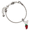 Silver Plated Red Jalapeno - Silver Plated Twist Rope Bead Charm Dangle with Mini Year 2026 on a large hole bead bracelet Jewelry Ideas and Examples