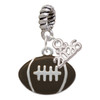 Silver Plated Large Enamel Football - Silver Plated Twist Rope Bead Charm Dangle with Mini Year 2026: Year to Remember Jewelry Gift - Celebrations