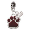 Silver Plated Large Maroon Paw - Silver Plated Twist Rope Bead Charm Dangle with Mini Year 2026: Year to Remember Jewelry Gift - Celebrations