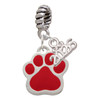 Silver Plated Large Red Paw - Silver Plated Twist Rope Bead Charm Dangle with Mini Year 2026: Year to Remember Jewelry Gift - Celebrations