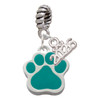 Silver Plated Large Teal Paw - Silver Plated Twist Rope Bead Charm Dangle with Mini Year 2026: Year to Remember Jewelry Gift - Celebrations