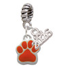 Silver Plated Small Orange Paw - Silver Plated Twist Rope Bead Charm Dangle with Mini Year 2026: Year to Remember Jewelry Gift - Celebrations