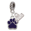 Silver Plated Small Purple Paw - Silver Plated Twist Rope Bead Charm Dangle with Mini Year 2026: Year to Remember Jewelry Gift - Celebrations