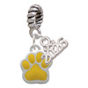 Silver Plated Small Yellow Paw - Silver Plated Twist Rope Bead Charm Dangle with Mini Year 2026: Year to Remember Jewelry Gift - Celebrations