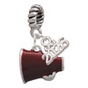 Silver Plated Small Maroon Megaphone - Silver Plated Twist Rope Bead Charm Dangle with Mini Year 2026: Year to Remember Jewelry Gift - Celebrations