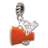 Silver Plated Small Orange Megaphone - Silver Plated Twist Rope Bead Charm Dangle with Mini Year 2026: Year to Remember Jewelry Gift - Celebrations