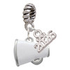 Silver Plated Small White Megaphone - Silver Plated Twist Rope Bead Charm Dangle with Mini Year 2026: Year to Remember Jewelry Gift - Celebrations