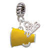 Silver Plated Small Yellow Megaphone - Silver Plated Twist Rope Bead Charm Dangle with Mini Year 2026: Year to Remember Jewelry Gift - Celebrations