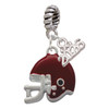 Silver Plated Small Maroon Football Helmet - Silver Plated Twist Rope Bead Charm Dangle with Mini Year 2026: Year to Remember Jewelry Gift - Celebrations