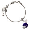 Silver Plated Small Purple Football Helmet - Silver Plated Twist Rope Bead Charm Dangle with Mini Year 2026 on a large hole bead bracelet Jewelry Ideas and Examples