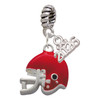 Silver Plated Small Red Football Helmet - Silver Plated Twist Rope Bead Charm Dangle with Mini Year 2026: Year to Remember Jewelry Gift - Celebrations