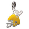 Silver Plated Small Yellow Football Helmet - Silver Plated Twist Rope Bead Charm Dangle with Mini Year 2026: Year to Remember Jewelry Gift - Celebrations