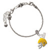 Silver Plated Small Yellow Football Helmet - Silver Plated Twist Rope Bead Charm Dangle with Mini Year 2026 on a large hole bead bracelet Jewelry Ideas and Examples