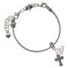 Silver Plated Small Botonee Cross with Beaded Decoration - Silver Plated Twist Rope Bead Charm Dangle with Mini Year 2026 on a large hole bead bracelet Jewelry Ideas and Examples