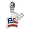 Silver Plated Mini USA Flag - Silver Plated Twist Rope Bead Charm Dangle with Mini Year 2026: Year to Remember Jewelry Gift - Celebrations
