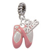 Silver Plated Large Pink Ballet Slippers - Silver Plated Twist Rope Bead Charm Dangle with Mini Year 2026: Year to Remember Jewelry Gift - Celebrations