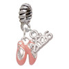 Silver Plated Mini Pink Ballet Shoes - Silver Plated Twist Rope Bead Charm Dangle with Mini Year 2026: Year to Remember Jewelry Gift - Celebrations