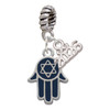 Silver Plated Blue Hamsa Hand with Star of David - Silver Plated Twist Rope Bead Charm Dangle with Mini Year 2026: Year to Remember Jewelry Gift - Celebrations