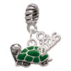 Silver Plated Green Side Turtle - Silver Plated Twist Rope Bead Charm Dangle with Mini Year 2026: Year to Remember Jewelry Gift - Celebrations