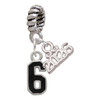 Silver Plated Black Number - 6 - Silver Plated Twist Rope Bead Charm Dangle with Mini Year 2026: Year to Remember Jewelry Gift - Celebrations