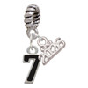 Silver Plated Black Number - 7 - Silver Plated Twist Rope Bead Charm Dangle with Mini Year 2026: Year to Remember Jewelry Gift - Celebrations