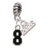 Silver Plated Black Number - 8 - Silver Plated Twist Rope Bead Charm Dangle with Mini Year 2026: Year to Remember Jewelry Gift - Celebrations