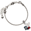 Silver Plated Texas Flag - Ranger - Silver Plated Twist Rope Bead Charm Dangle with Mini Year 2026 on a large hole bead bracelet Jewelry Ideas and Examples