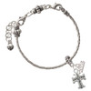 Silver Plated Scroll Cross with Antiqued Decoration - Silver Plated Twist Rope Bead Charm Dangle with Mini Year 2026 on a large hole bead bracelet Jewelry Ideas and Examples