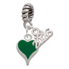 Silver Plated Small Long Green Heart - Silver Plated Twist Rope Bead Charm Dangle with Mini Year 2026: Year to Remember Jewelry Gift - Celebrations